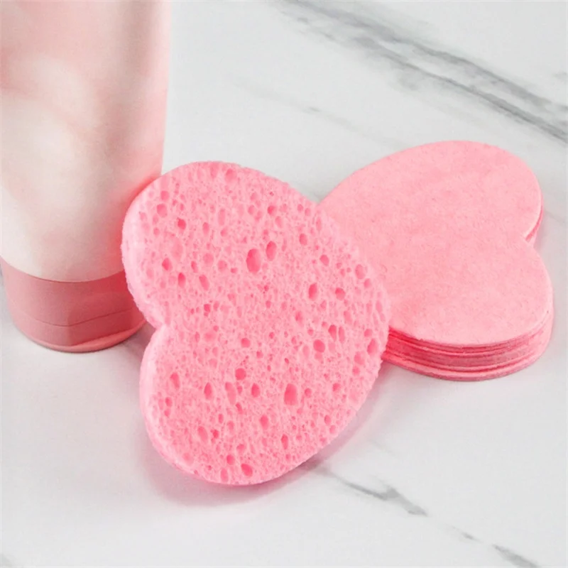 Hartvorm Herbruikbare Gezichtssponzen Pad 10/50/100PCS Gecomprimeerd Natuurlijke Exfoliërende Reinigingspads voor Gezicht