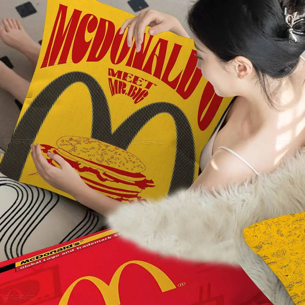 M Famous LOGO M-McDonaldes Decorative Room Aesthetics Pillow Case Home Decor Bedroom Sofa Bed Couch Pillow Cover 45x45