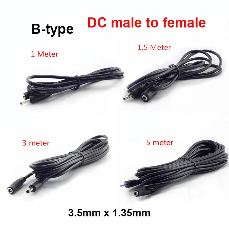 DC Female Male Extension Connector Cable 5V 12V Power Adapter Wire 5.5x 2.1mm 3.5x1.35mm Plug Jack For CCTV Security Camera Line