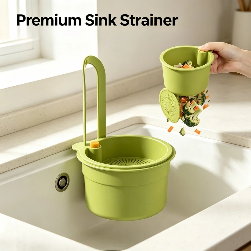 1pc Press-type Detachable Double-layer Draining Basket, with Mesh Filter for Food Residue, Sink Draining Rack,Storage Rack