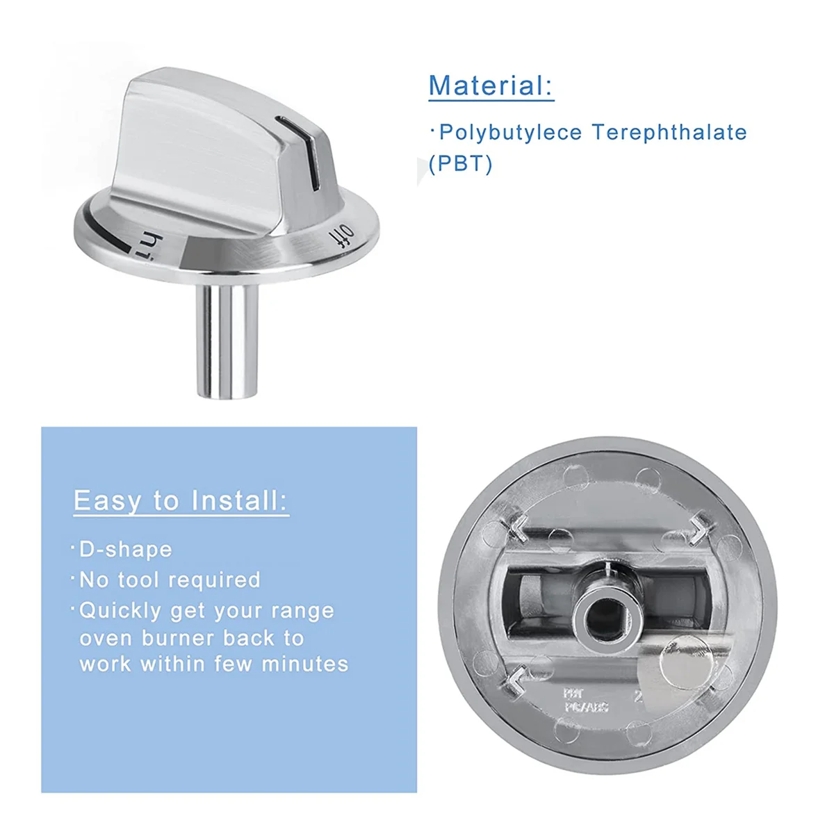 Atualização de 6 PCS 5304525746   Substituições de botões de fogão de haste longa, botões de forno de fogão compatíveis