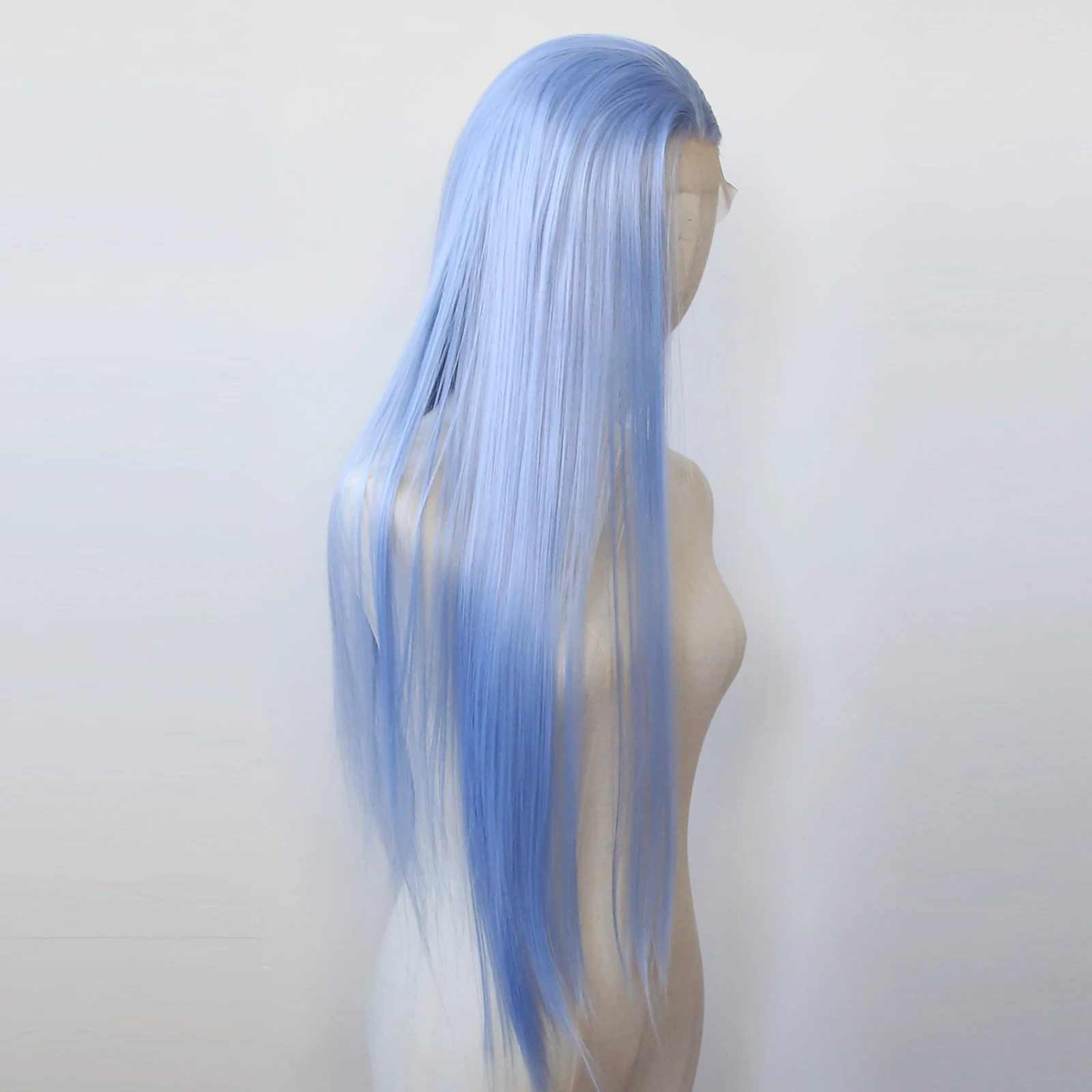 Light Blue Wig Synthetic Lace Front Wig Long Straight Sky Blue Lace Front Synthetic Wig Pre Plucked Heat Resistant Fiber Hair