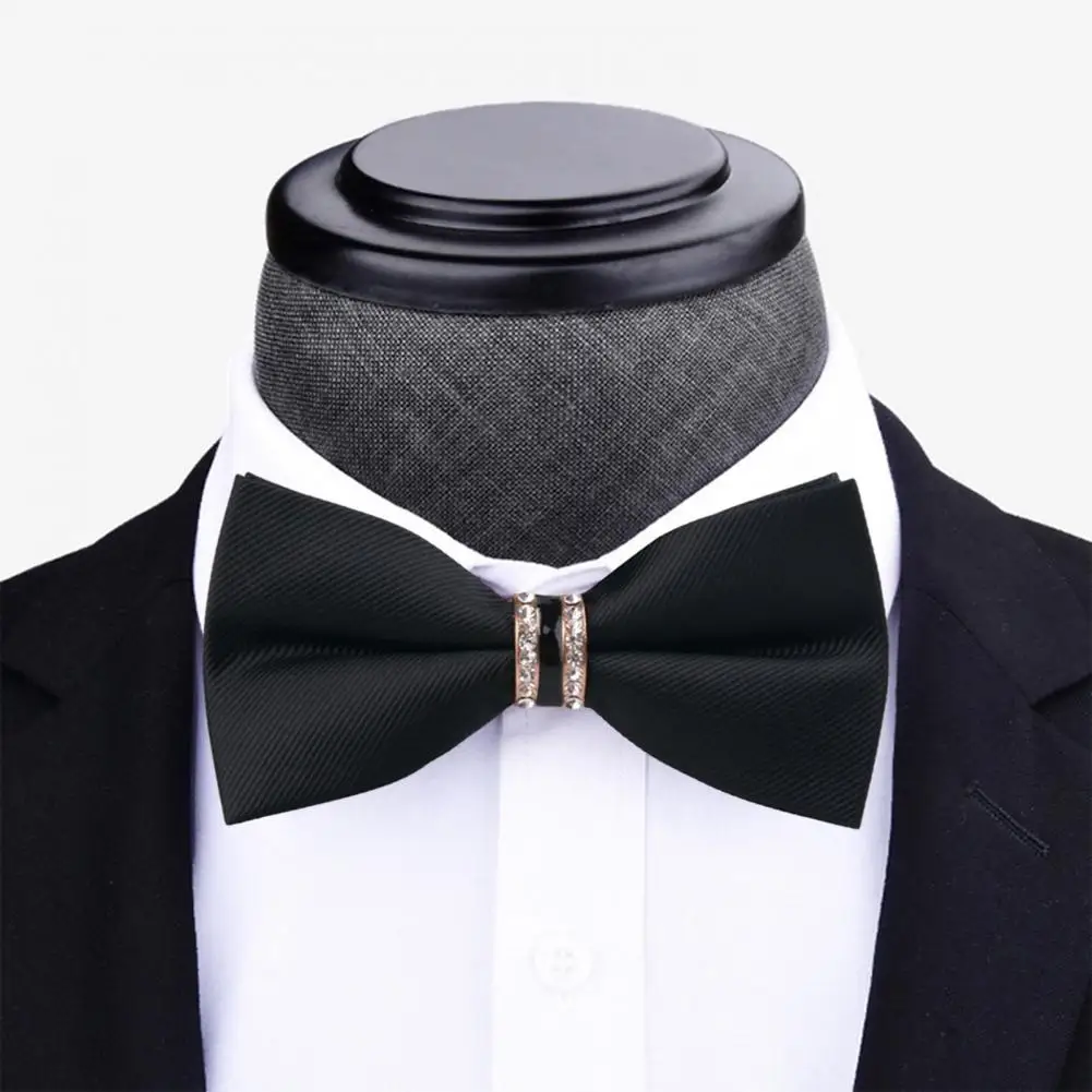 Men Jacquard Bow Tie Formal Business Style Rhinestone Decor Men Bow Tie Exquisite Satin Bright Color Banquet Wedding Groom Bow