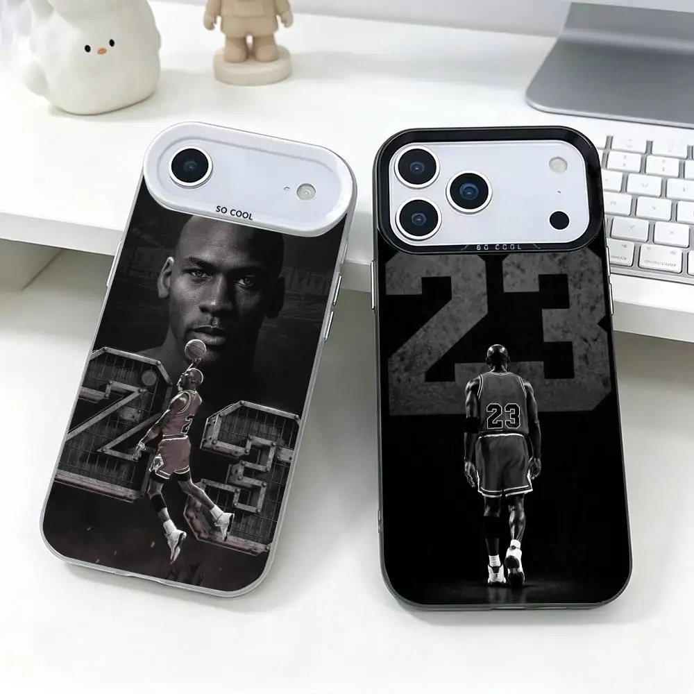 

Basketball 23 M-Michael Jeffrey Phone Case For iPhone 17,16,15,14,13,12,11 Plus,Pro Max,XS,Grey Colorful Plated Inside Cover