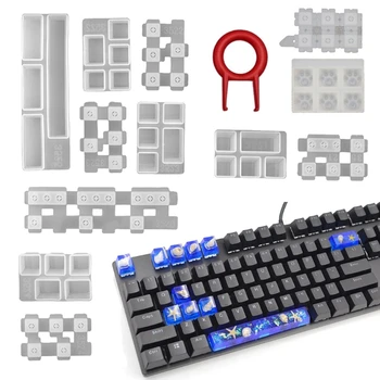 DIY Set manuel mekanik oyun klavyesi anahtar kapaklar için reçine Clavier silikon kalıpları Keycaps kalıp sanat epoksi el yapımı el sanatları