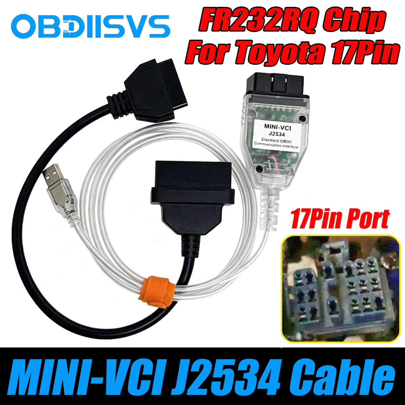 MINI-VCI J2534 OBD2 Scanner für Toyota/Lexus TIS Techstream Original FTDI FT232RL für Toyota 17-Pin 22-Pin OBDII Schnittstellen-Scanner – Detail 16