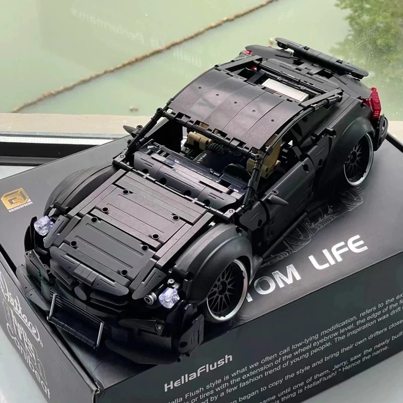 MOC U0100 High-Tech Black Super Sports Car Hypercar Model Building Blocks Bricks Puzzle DIY Toy Assembly Brithday Gifts For Kids