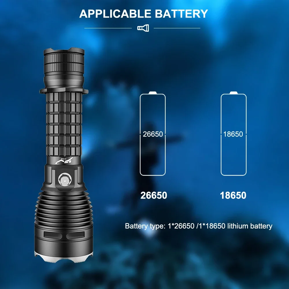 Super jasny XHP70 latarka LED do nurkowania 1200-1500lm 3-biegowy pchnięcie na przełącznik magnetyczny 18650/26650 eksploracja latarki baterii