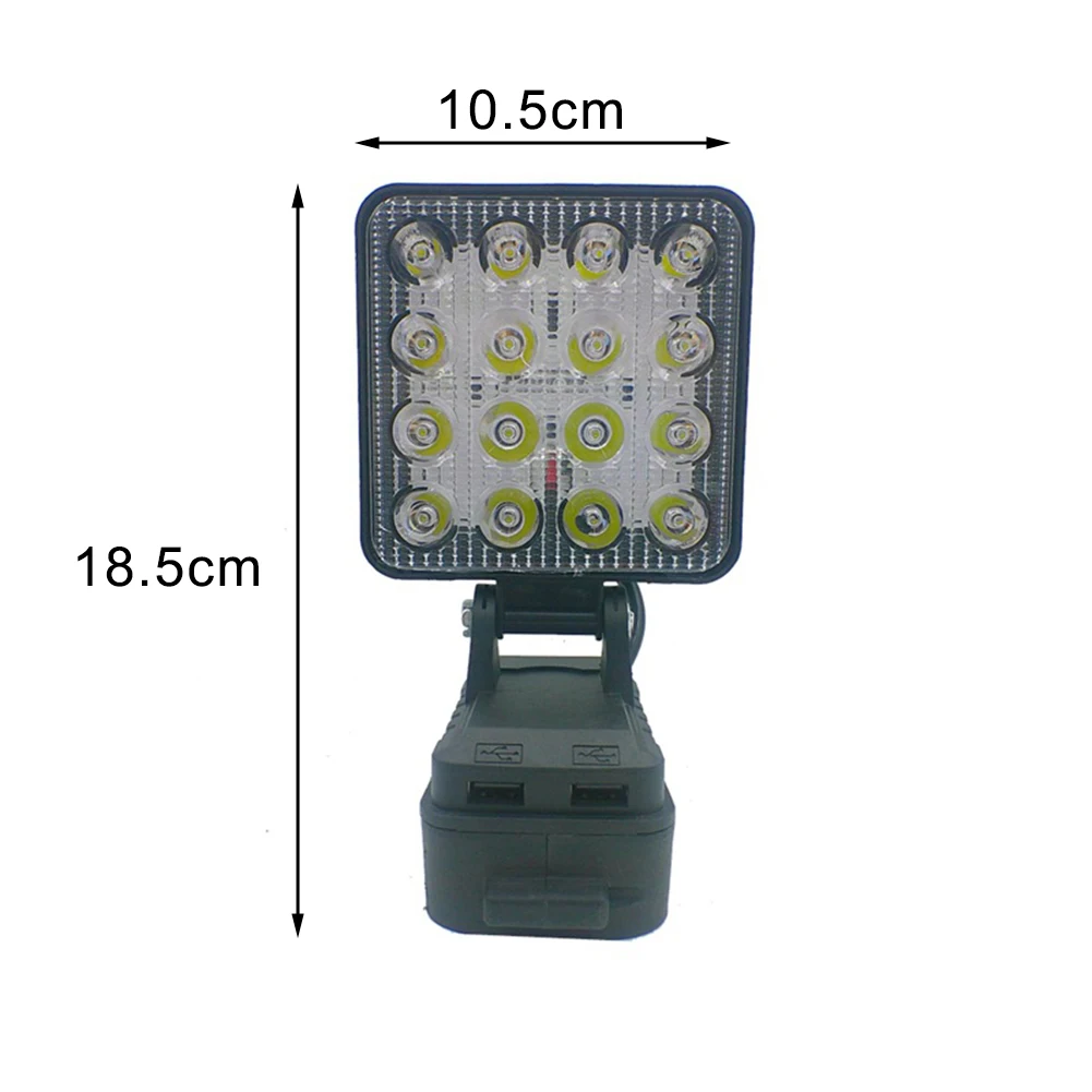 コードレス20V LED作業灯、2つのUSB充電ポート付き、屋外照明、作業場照明両用