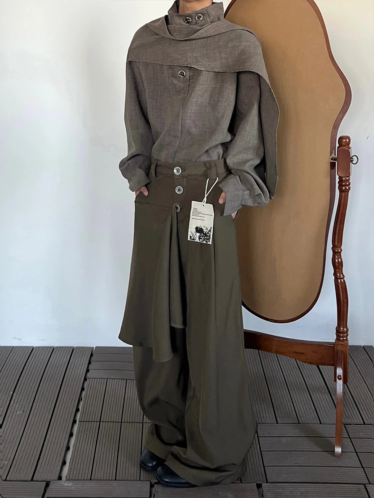 

Loose Drapey Neutral Style Men's Pants Retro Atmosphere Wide Leg Trousers Casual Loose Fit Long Pants for Youth Autumn Wear