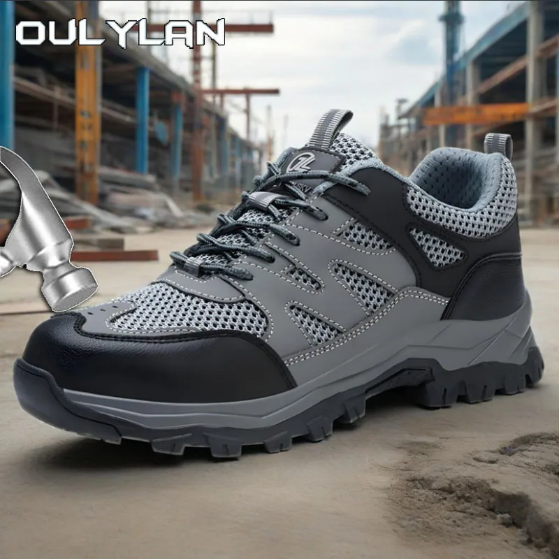 

Oulylan Steel Toe Anti Puncture Safety Boots Summer Mesh Breathable Protective Shoes Men 6kv Insulation Anti Smash Work Footwear