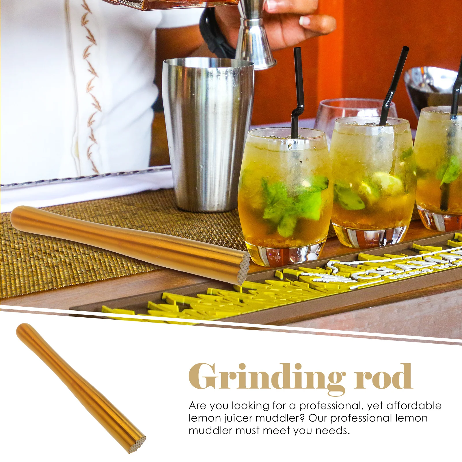 

Stainless Steel Muddler Grinding Rod Ergonomic Bar Tool For Cocktail Home Bar Accessories Kitchen Grinding Tools
