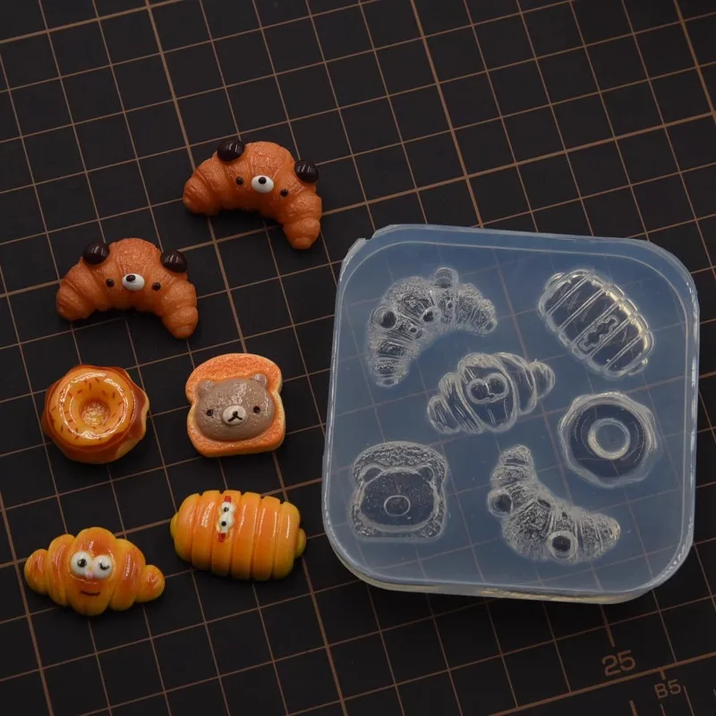 Arcilla ultraligera, juguete de comida en miniatura, molde de silicona para croissant, arcilla de resina, casa de muñecas en miniatura, herramienta bonita para hacer pan arcilla