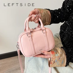 LEFTSIDE Small Leather Crossbody Bags With Short Handle for Women 2024 Designer Trend Underarm Shoulder Bag Handbags and Purses