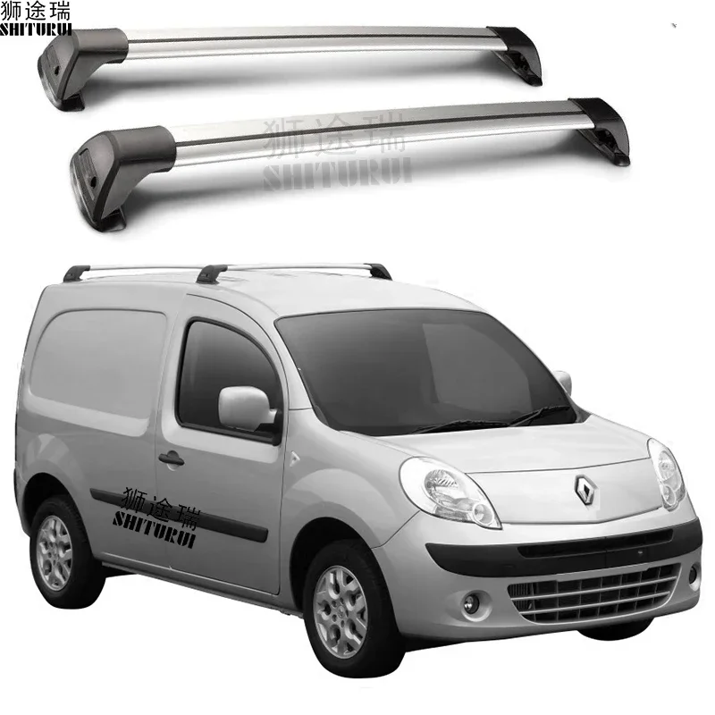 2 Pcs for RENAULT KANGOO 5 DOOR VAN 2008 - 2022 (NAKED ROOF) Car Special Aluminum Alloy Belt Lock Led Shooting CORSS RACK