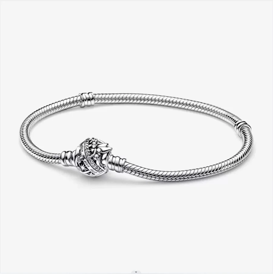 

2023 New 100% 925 Sterling Silver Tinker Bell Clasp Moments Snake Chain Bracelet Fit pan Charm Foundation Bracelet DIY Jewelry