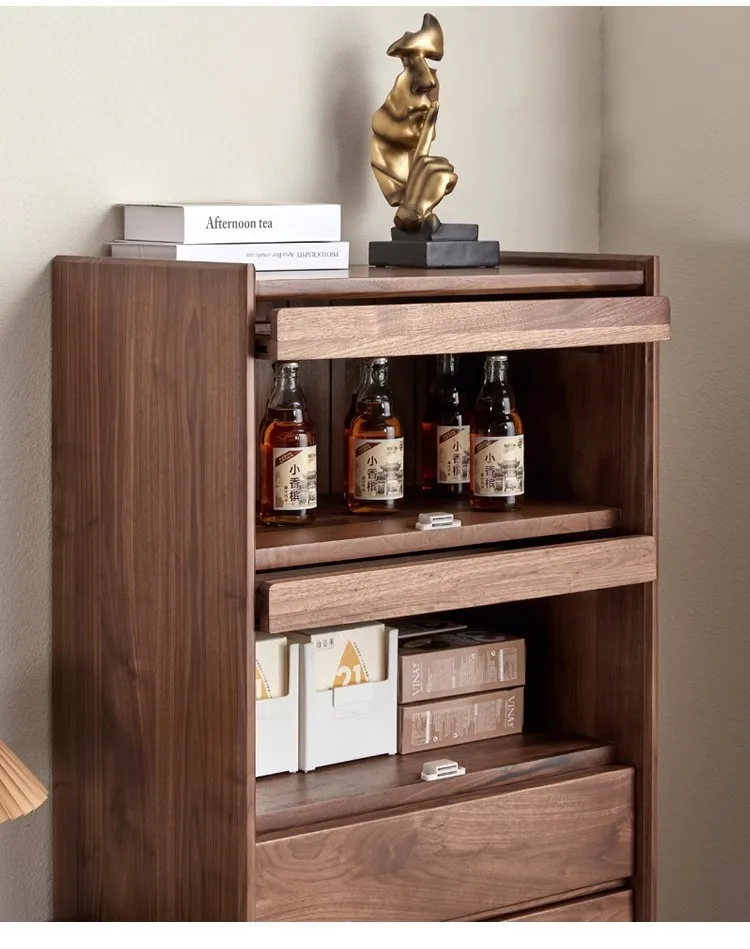 North American black walnut sideboard, solid wood living room TV sideboard, multifunctional wine cabinet, sofa standing, drawer