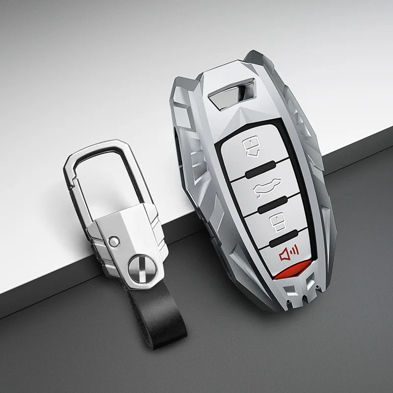 Premium Zinc Alloy Key Case for Haval H4/H6/H8/H9/F5/M6 - Protective Mecha Shell Key Bag Chain