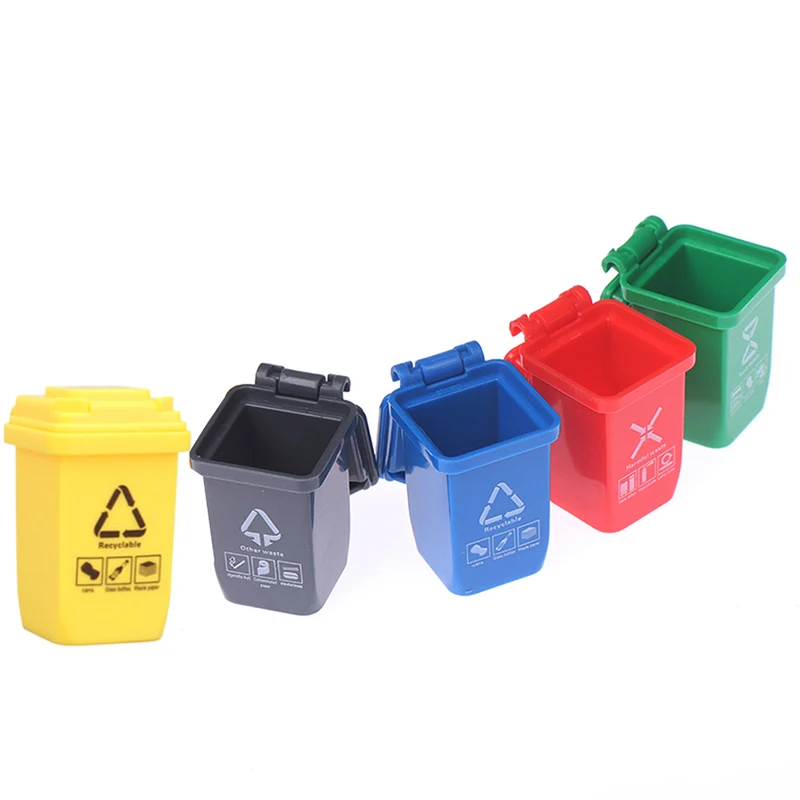 5pcs/set 1:12 Dollhouse Miniature Trash Can Model Furniture Accessories For Doll House Decor Kids Play Toys