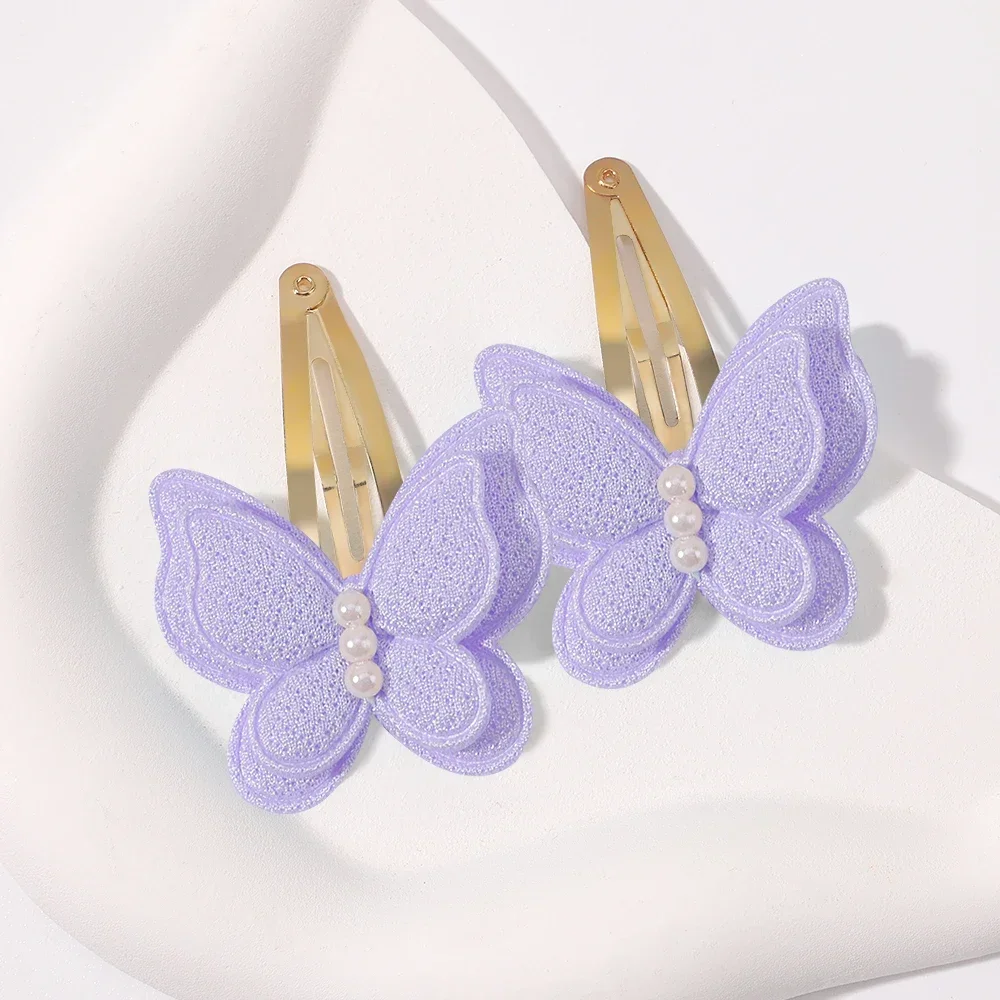 

2pcs Girls Butterfly Hair Clip Handmade Hairpins Fashion New Headwear Kids Baby Hair Accessories for Girl Party Hair Decorate