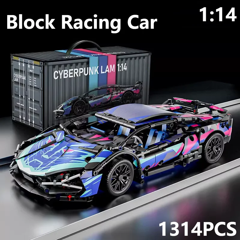 Technical Building Blocks Cyberpunk 1314PCS 1:10 Racing Car Static Model Or Remote Control Electric RC Car DIY Party Toy For Boy