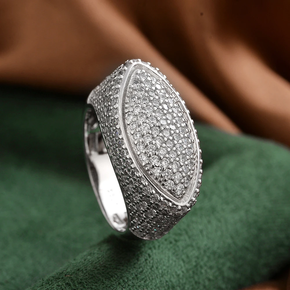 

925 Sterling Silver Ring Premium Zircon Inlay Fashion Versatile European American Hip Hop Style Womens Daily Wear