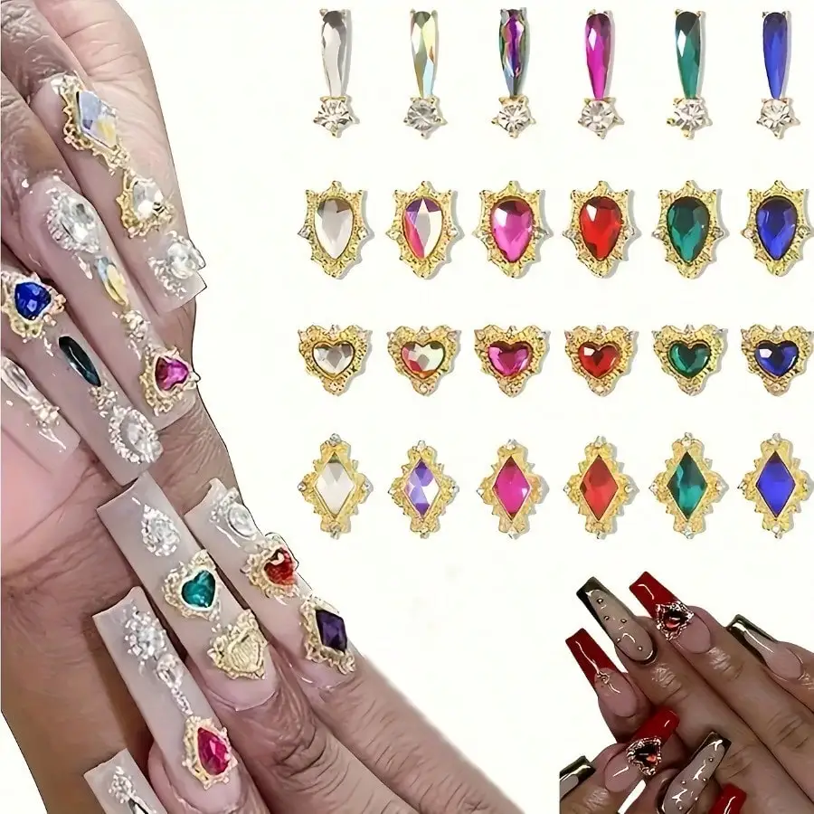 240 قطعة Y2K مسمار الراين AB كريستال القلب فراشة الدب ستار ديكور الهدايا