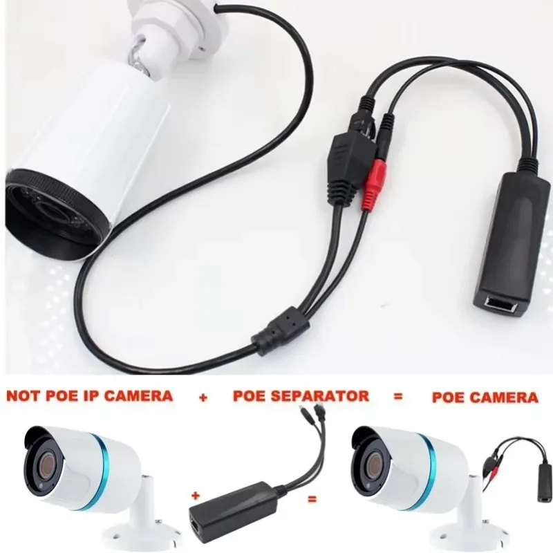 48V To 12V PoE Splitter Anti-interference 15W POE Adapter Cable Power Supply Module DC5.5*2.1mm Connector for IP Camera