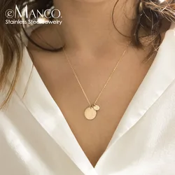 e-Manco Round pendant stainless steel necklace chocker necklaces for women fashion jewelry Wholesale drop shipping Customize