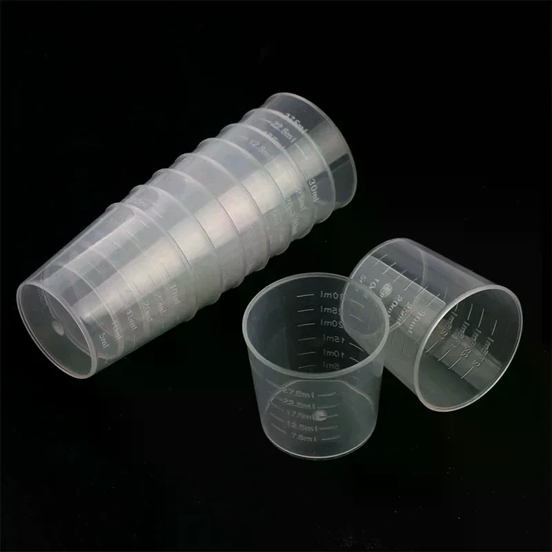 20Pcs 30ml Transparent Graduated Measuring Cup Plastic Mixing Cup Liquid Container for Epoxy Resin Silicone DIY Craft Tools