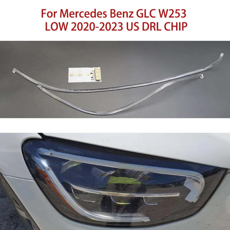 إصلاح أجزاء لمرسيدس بنز الأبيض GLC W253 الملاك العين قناة قطاع 2020-2023 وحدة الصابورة المنخفضة الولايات المتحدة سيارة DRL رقاقة ضوء النهار