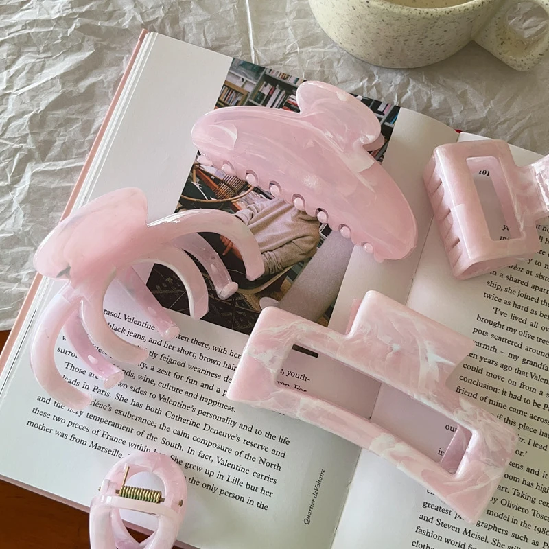 Haarklammern für Frauen und Mädchen, Rosa Haarkrallen, Rutschfeste Krabben-Haarspangen, Modische Haaraccessoires, Geschenke – Detail 5