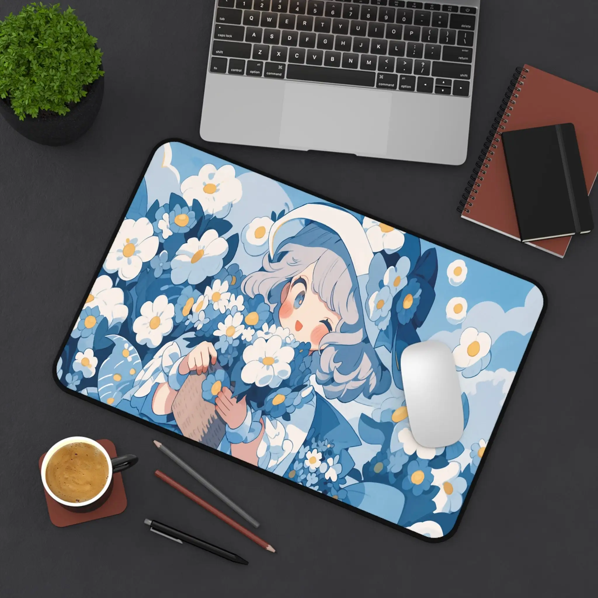 Tapete de mouse fofo para meninas, decoração de escritório fofa para meninas, tapete de mesa de jogo à prova d'água antiderrapante xxl, presente perfeito para amigos