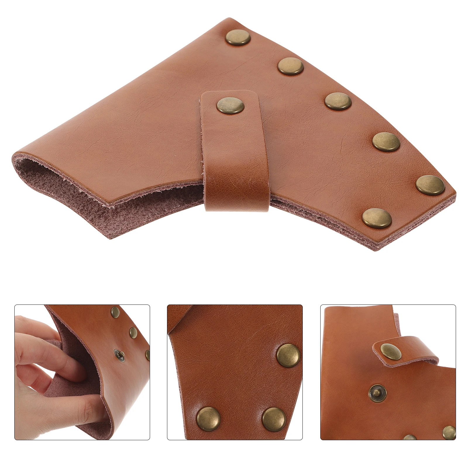 Funda de hacha duradera de grano completo protege los bordes cinturón llevar reemplazo cabeza de hacha regalos de Camping herramientas H