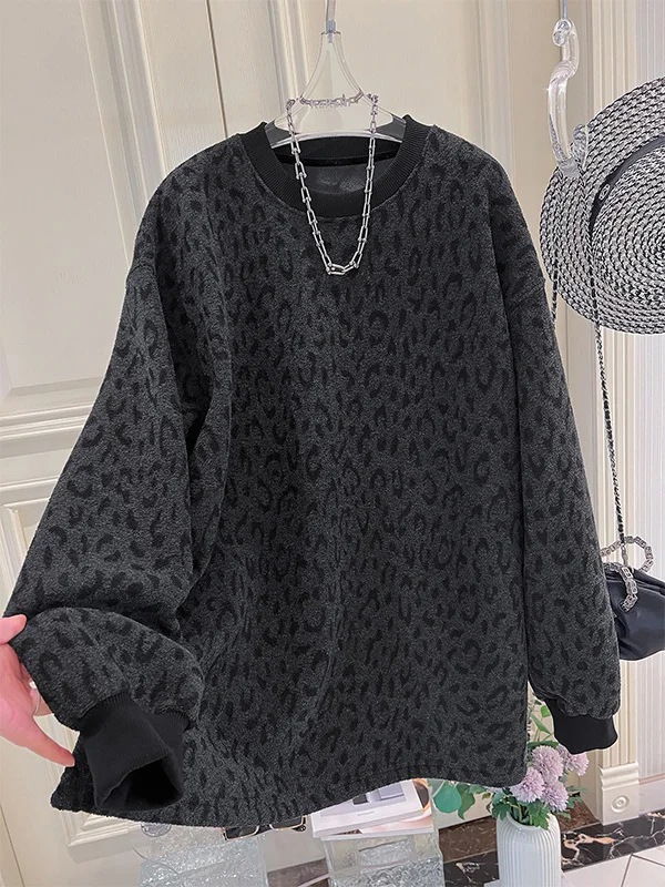 

Женская толстовка больших размеров с круглым вырезом и флисовой подкладкой, осенне-зимняя, комфортная, дышащая, устойчивая к сминанию