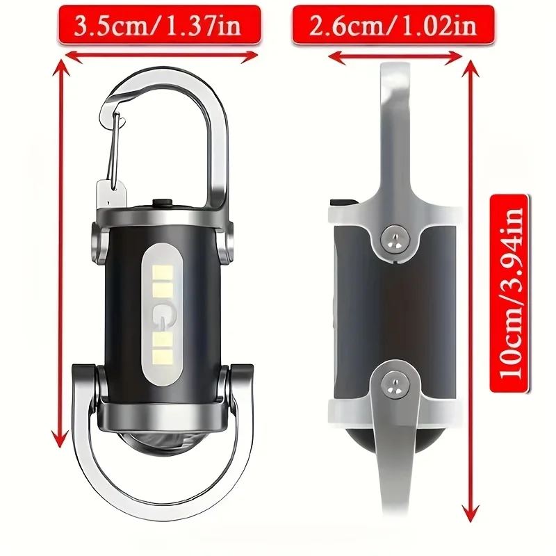 Powerful COB LED Flashlight Portable Keychain Outdoor Mini Floodlight USB Rechargeable Hanging Waterproof Keyring Camping Lamp