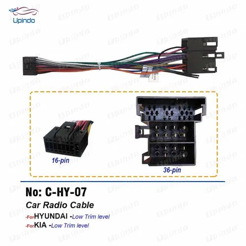 Imagen 1 del producto Cable adaptador de arnés de cableado de Radio Android para coche de 16 pines para Hyundai Elantra Accent Azera i10 i20 i30 ix55 Tucson KIA Carens Picanto