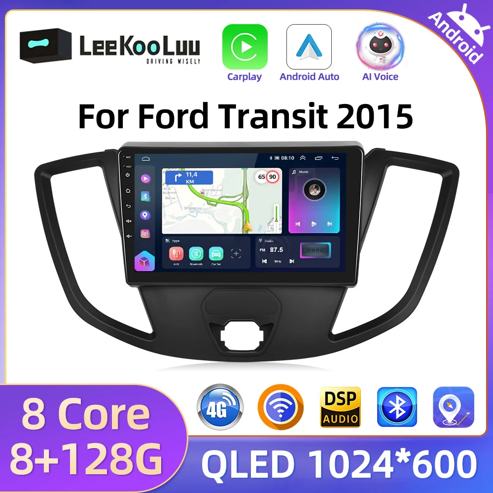 Leekooluu 8g 128g Carplay Android Autoradio für Ford Transit Auto Multi media Video Player 2 Din