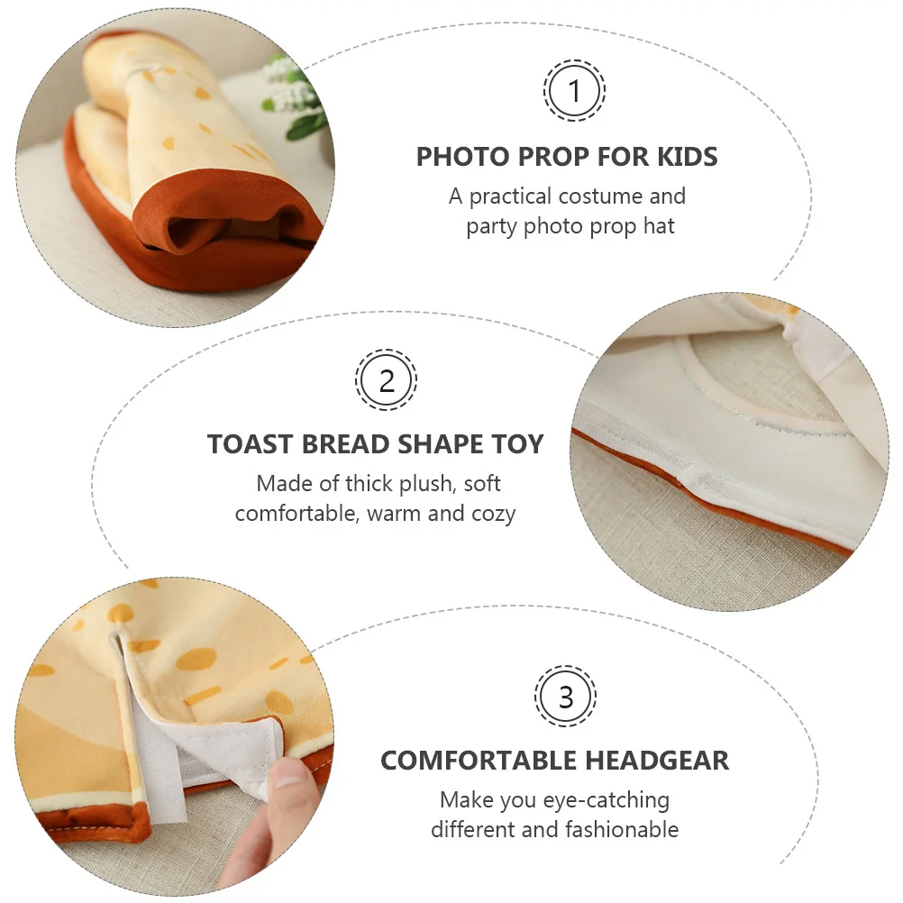 

Toast Bread Shape Costume Hat Adjustable Soft Party Cap For Photo Prop Performance Dress Up Accessory Halloween Kids Wearable
