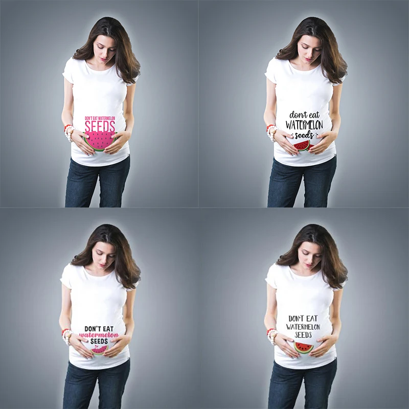 

Don't Eat Watermelon Seeds Maternity Shirt Summer Short Sleeve Pregnancy T-shirt for Pregnant Women Maternity Ropa Mujer Top Tee