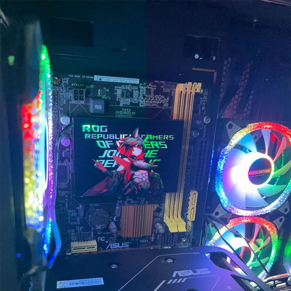 Fotografia 5: Painéis de Iluminação ARGB para Gabinete de PC/GPU/SSD 5V 3 pinos AURA SYNC, Placa Decorativa para Gabinete de Jogos ROG