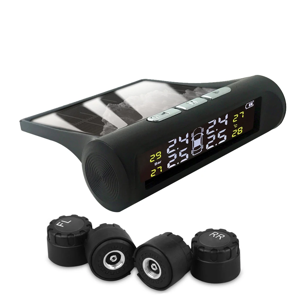 2.1-3.6V LCD Display Solar Power Tire Pressure Monitoring System Wireless TPMS Monitor+Externa Sensor