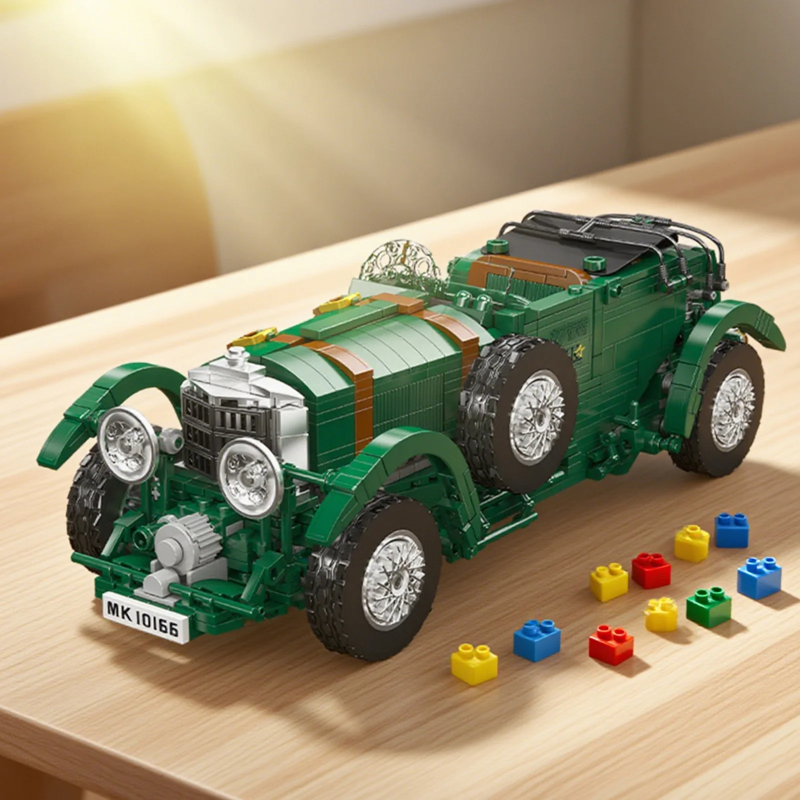 몰드 킹 10166 그린 레트로 빈티지 자동차 빌딩 블록 클래식 블로워 빈티지 자동차 모델 조립 장난감 어린이 성인 선물 1147PCS