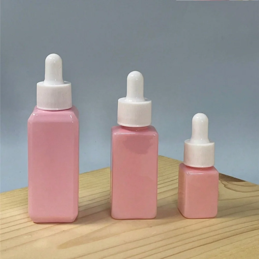 1/10 PCS 50ml pink plastic  Dropper Bottle with Pipette Glass Eye Dropper Aromatherapy Esstenial Oil  Empty Sample Bottle