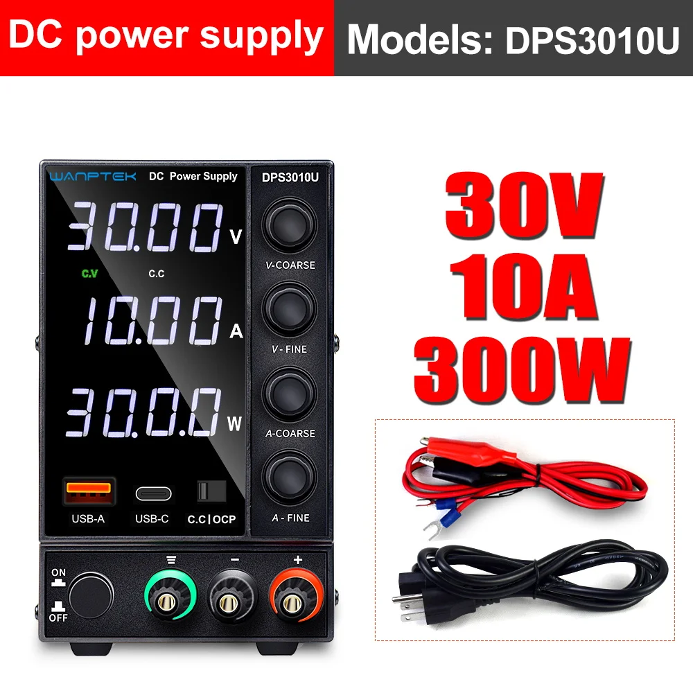 WANPTEK POWER Laboratoriumvoeding (0-30V,0-10A),DC Labor voeding met 3 groepen van gegevensopslag,hoge precisie 4-cijferige Led Display Gestabiliseerde Schakelende Voeding met meerdere bescherming
