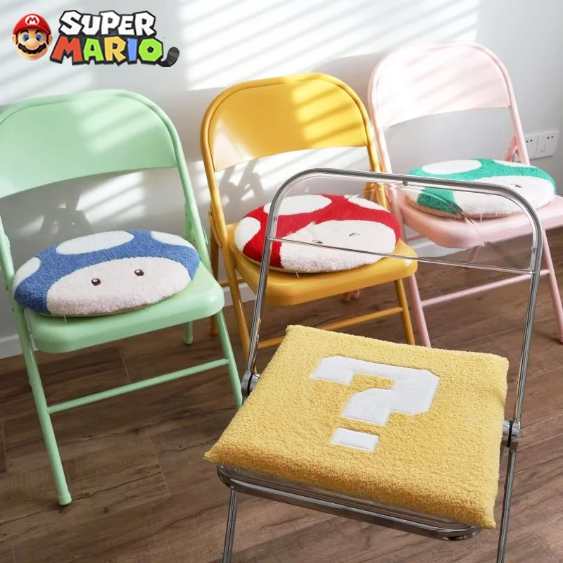 Cute Super Mario Bros Plush Cushion for Office Comfortable Rebound Chair Cushion Nonslip Thicked Seat Sofa Pad Anime Room Decor