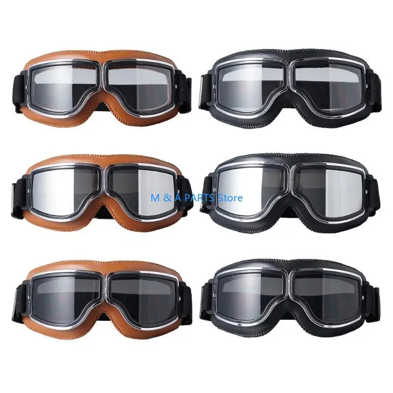 

U1JF Padded Motorcycle Goggles Anti Fog Lens Clear Mirror