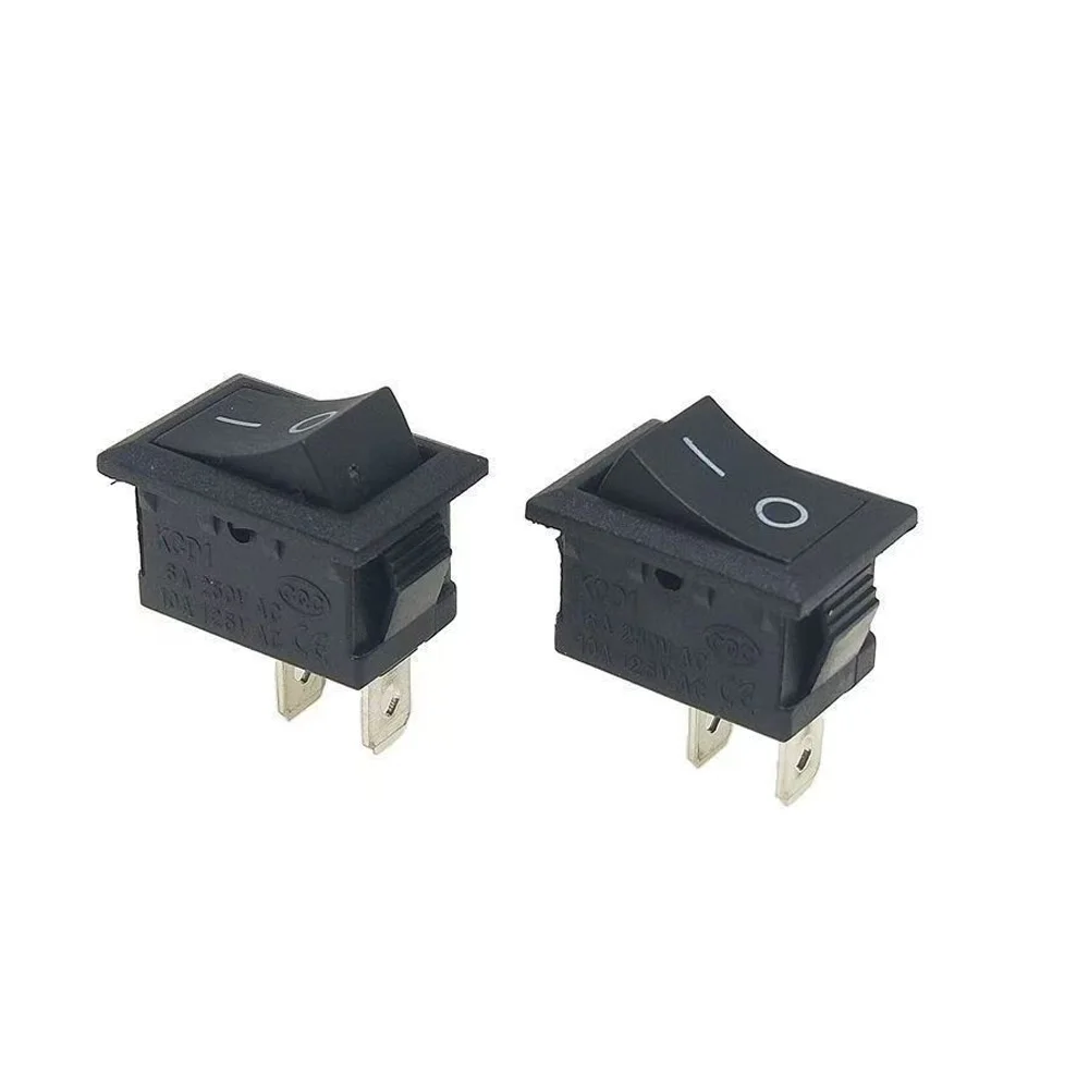 10Pcs KCD1 Mini Rocker Switch, 2-Pin ON/OFF, Black SPST Snap-in Square Switch for Automotive & Marine