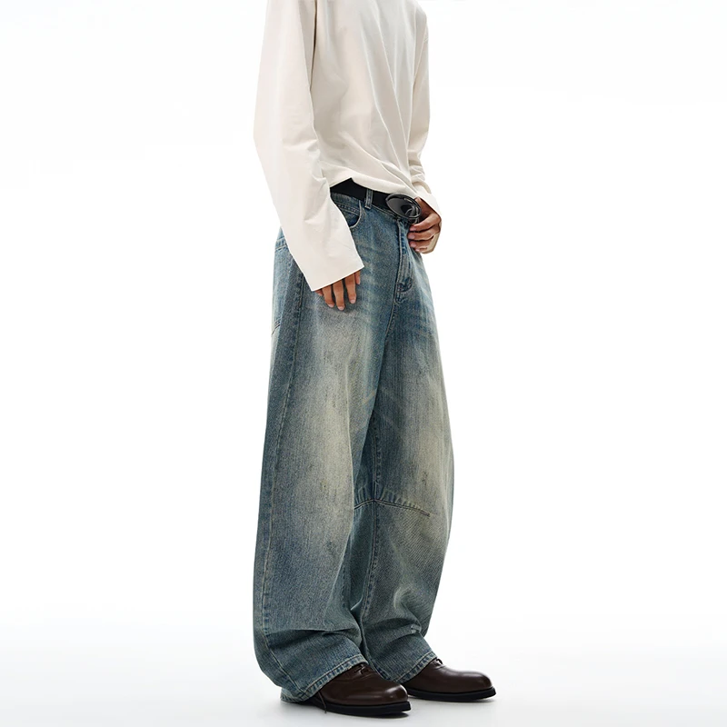 Męskie jeansy vintage baggy Y2K spodnie jesienne nowe amerykańskie hip hop streetwear bawełniane luźne szerokie nogawki spodnie denimowe oversize