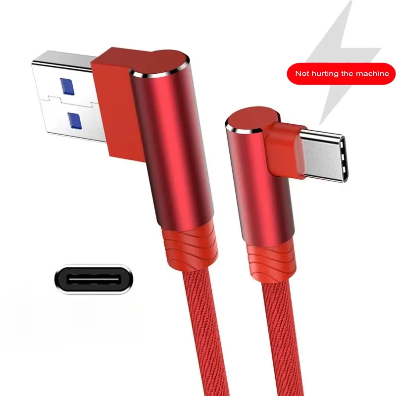 

10A Car Audio Speaker Charge Cable USB to Type C PD Bent-angle Fast Charge Data Cable Car Charge Accessories for Samsung Xiaomi